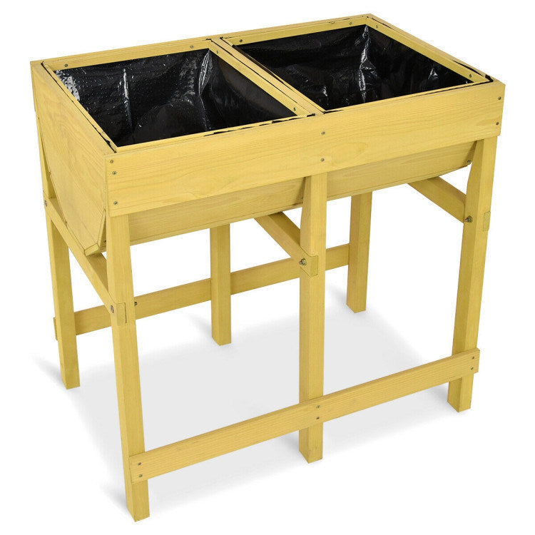 Raised Wooden Planter Vegetable Flower Bed with Liner Doba as show